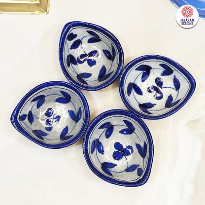 Blue Pottery Flower Design Diya - Single Piece