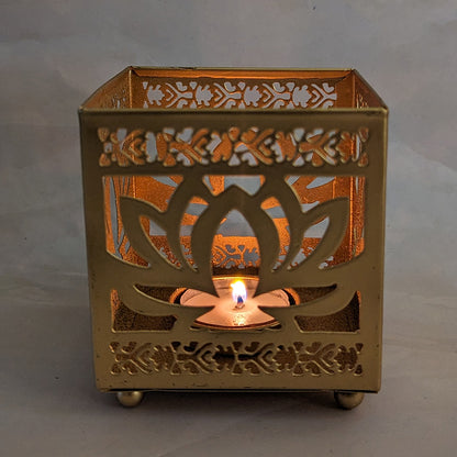 Metal Lotus Shadow Diya