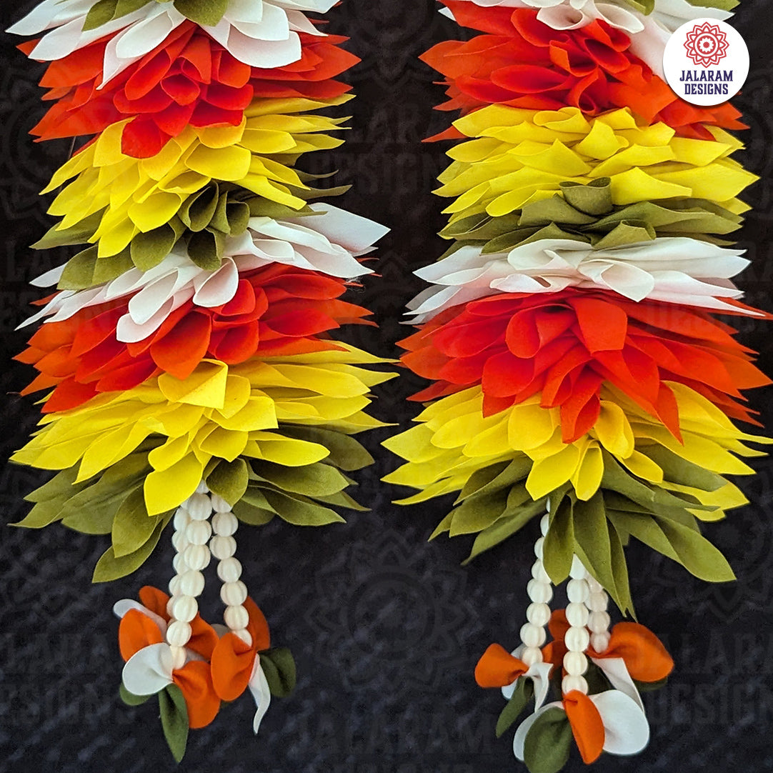 Fabric Garlands Yellow - Orange - White (Pair)