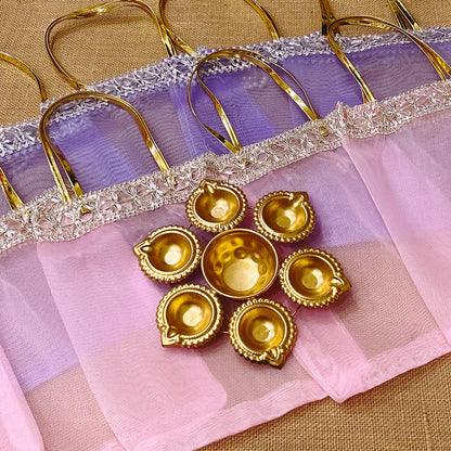 Tissue Organza Bag & Diya Urli Combo | Festive Gift Set for Diwali & Pooja
