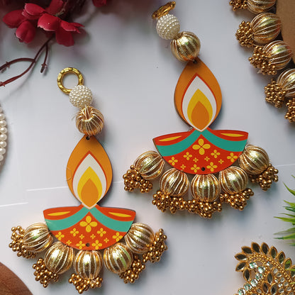 Diya & Golden Bead hanging (Pair)