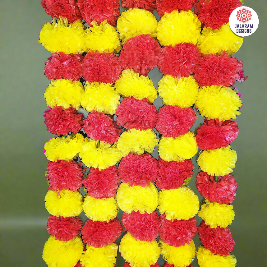 Yellow - Red Marigold Flower Festive Danglers