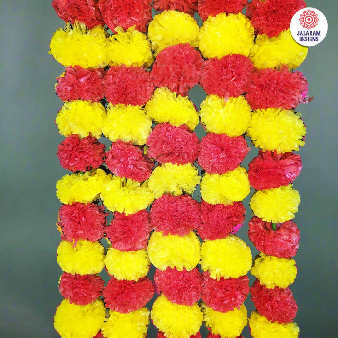 Yellow - Red Marigold Flower Festive Danglers