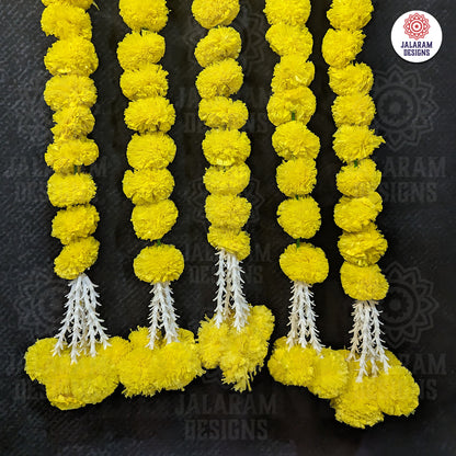 Decorative Lemon Yellow Marigold With Rajnigandha Tassel Dangler