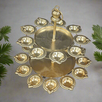 Two Tier Gold Diya Urli