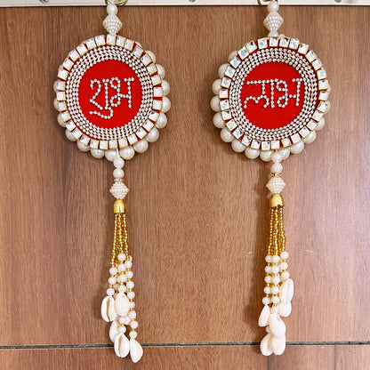 Diamond Shubh Labh With Shell Hanging