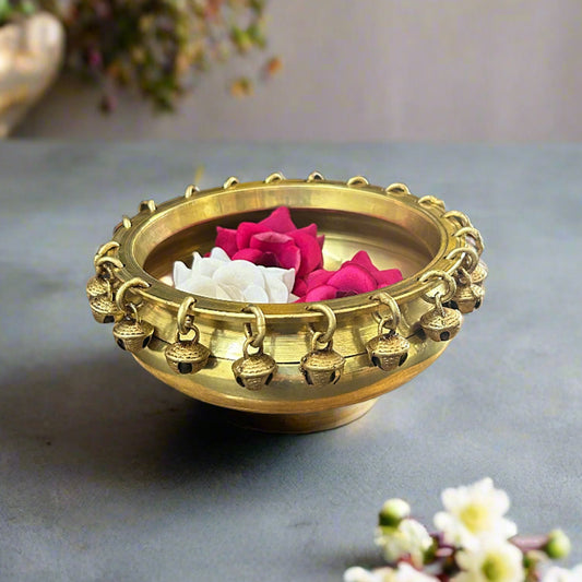 Brass Urli Traditional Bowl with Bells