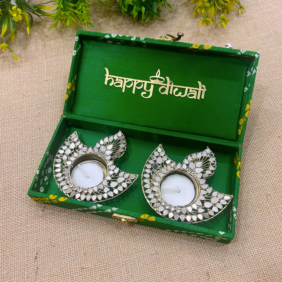 Diwali Hamper | Diya Shape Mirror Diya Gift Set | Festive Gifting & Pooja Favors