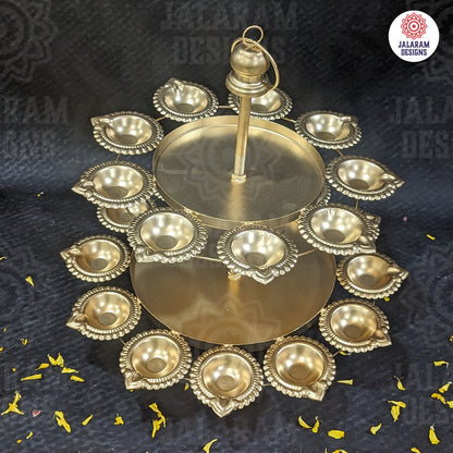 Two Tier Gold Diya Urli