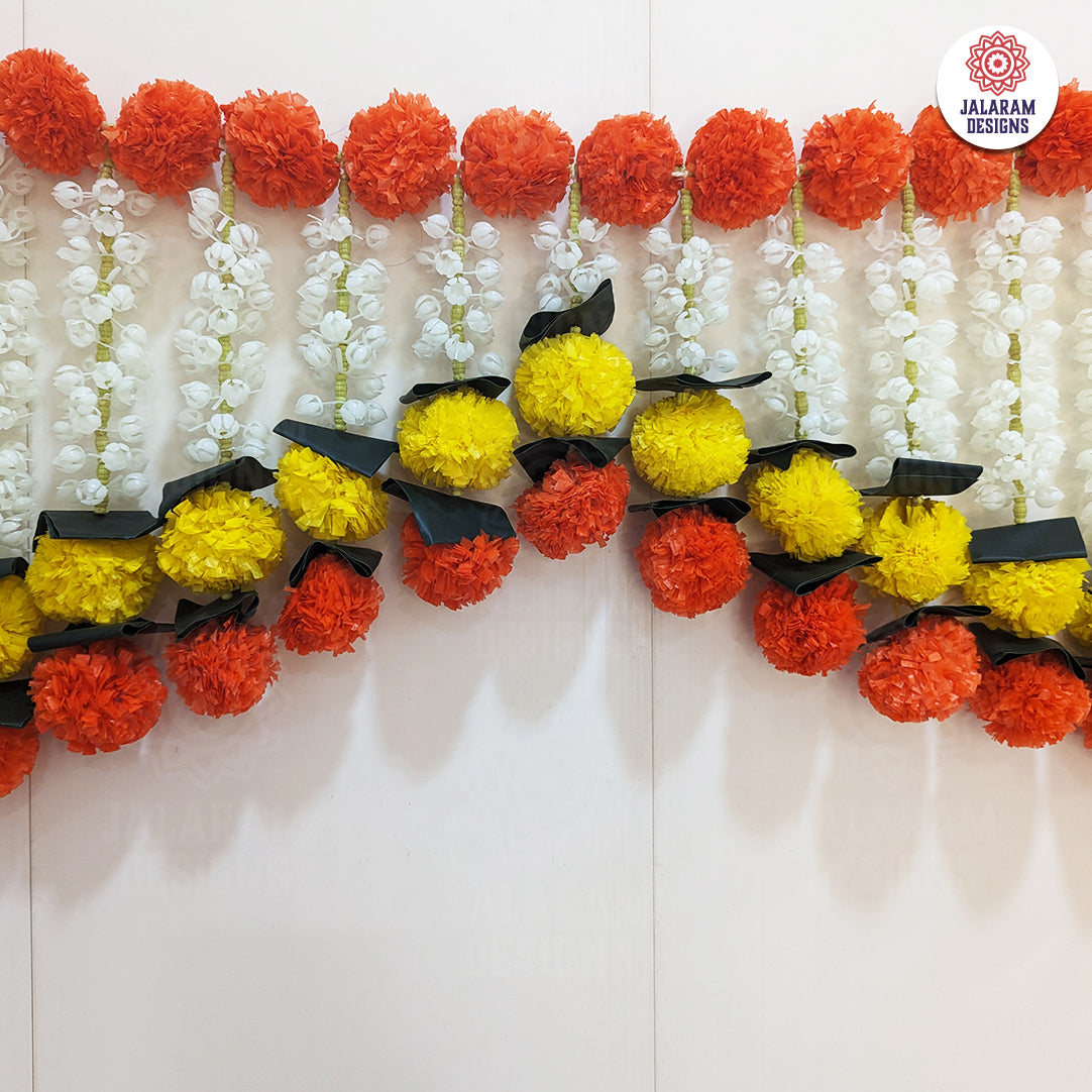 Orange Yellow Marigold And Mogra Toran