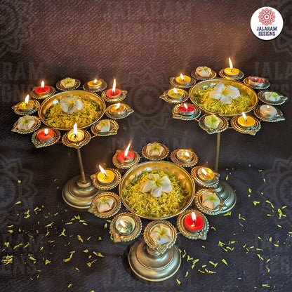 Golden Diya Stand Urli Set