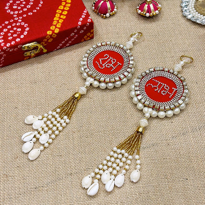Diamond Shubh Labh With Shell Hanging