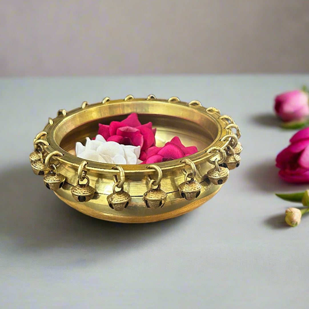 Brass Urli Traditional Bowl with Bells