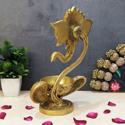 Brass Ganesha Idol with Akhand Diya