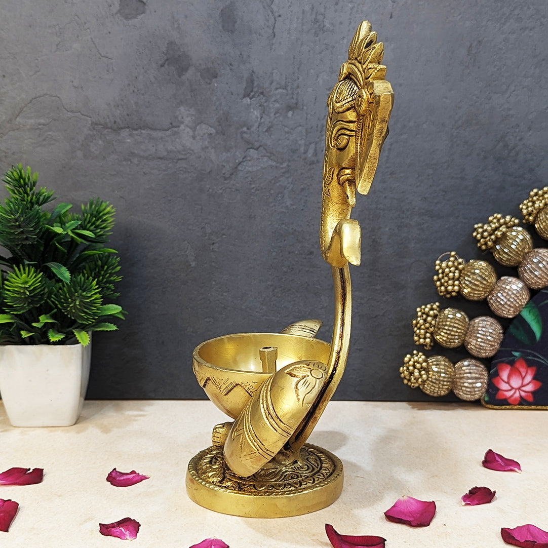 Brass Ganesha Idol with Akhand Diya