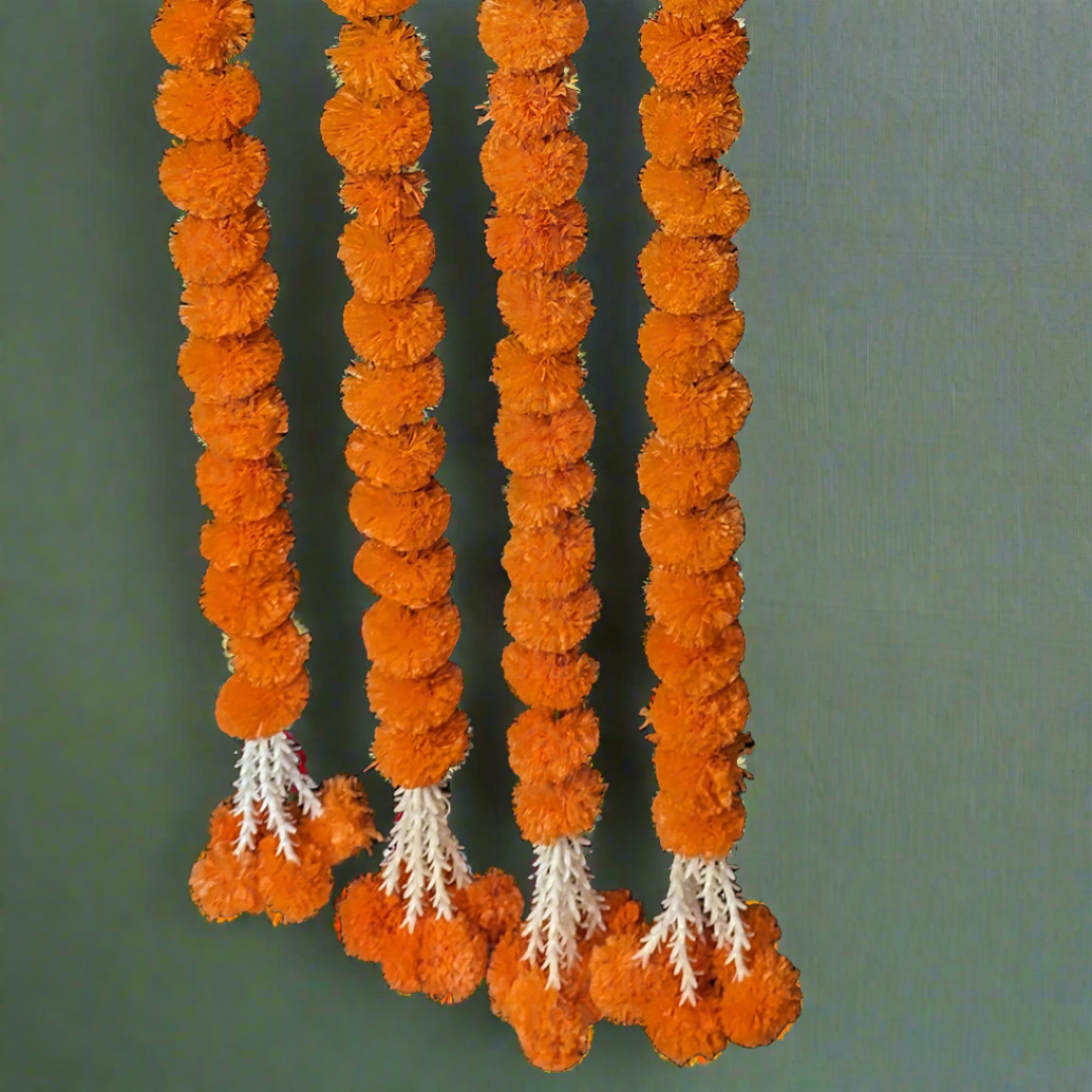 Decorative Orange Marigold With Rajnigandha Tassel Dangler