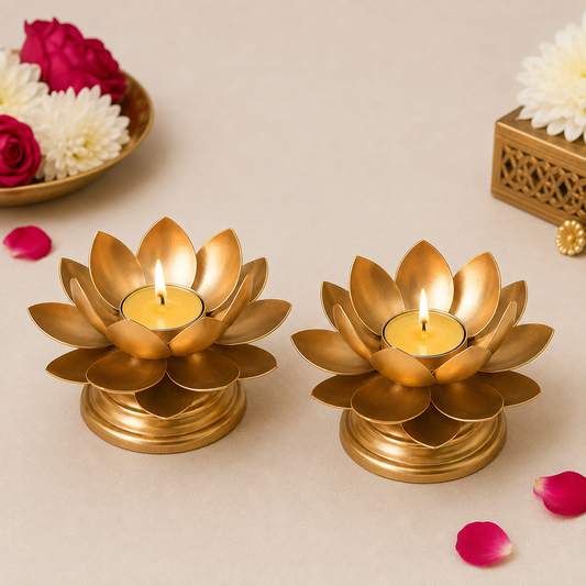 Flower Diya with Stand (Pair)