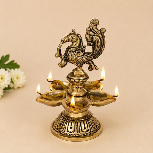 Brass Peacock Diya