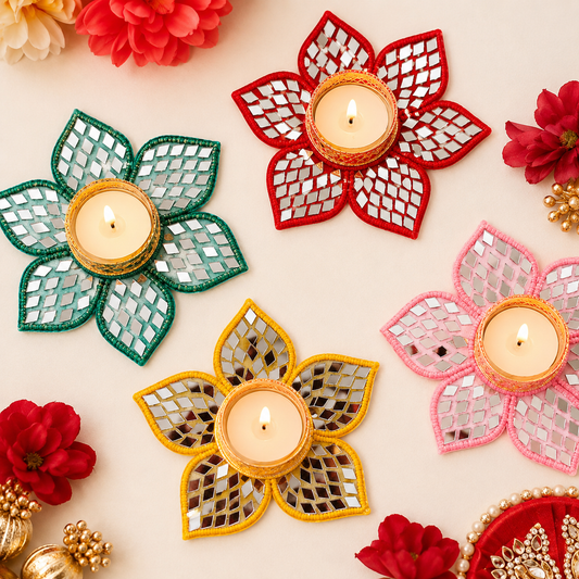 (Set Of 2) Flower Patch Diya