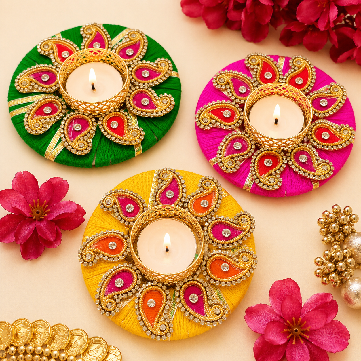 Paisley Woolen Tea Light Holder