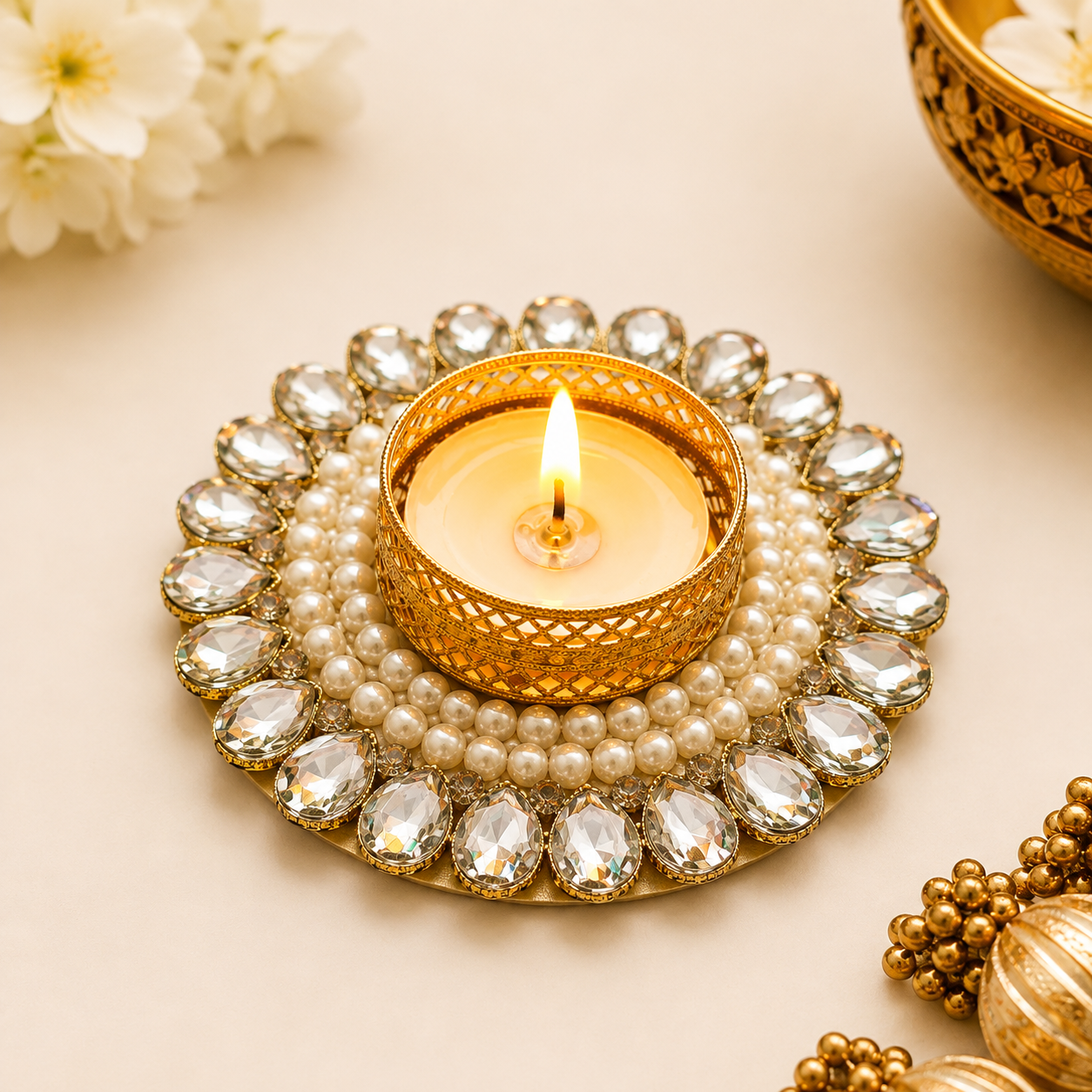 (Set Of 2) Diamond Patch Diya