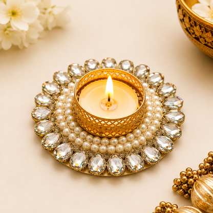 (Set Of 2) Diamond Patch Diya