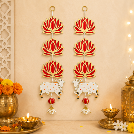 Lotus And Cow Hangings (Pair)