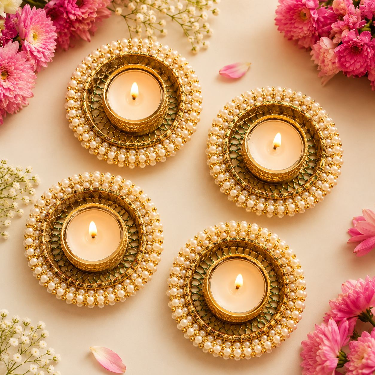 (Set Of 4) Golden Bangle Tea Light Holder