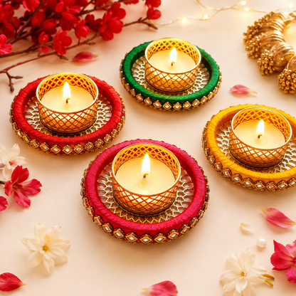 (Set Of 2) Kundan Bangle Diya