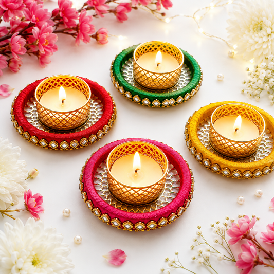 (Set Of 2) Kundan Bangle Diya