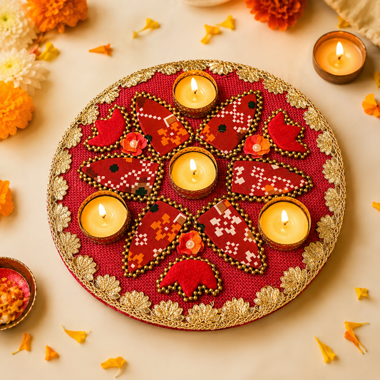Flower Diya Platter