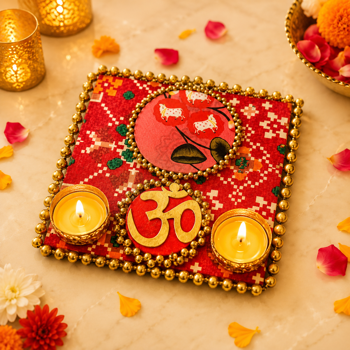 OM Diya Platter