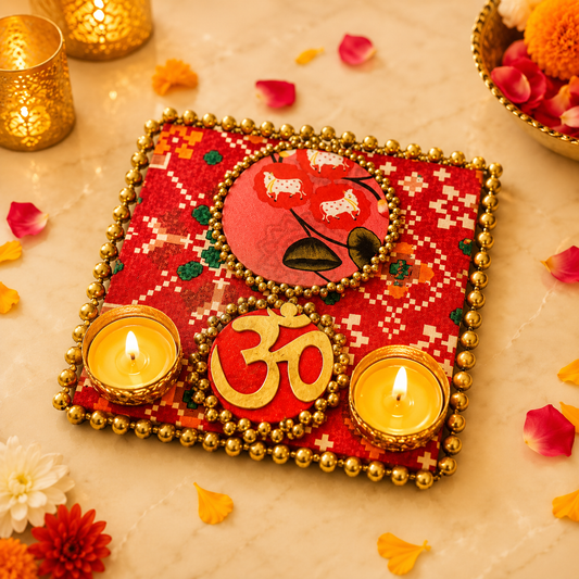 OM Diya Platter