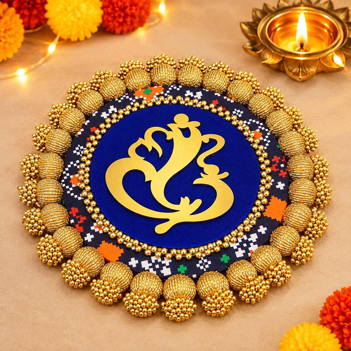 Patola Ganesha Center Mat(11 Inch)