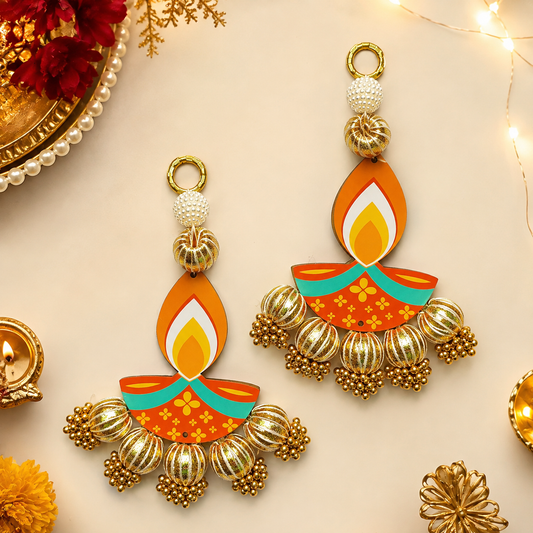 Diya & Golden Bead hanging (Pair)