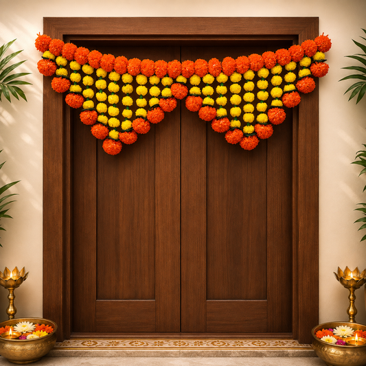 Orange And Yellow Marigold Toran