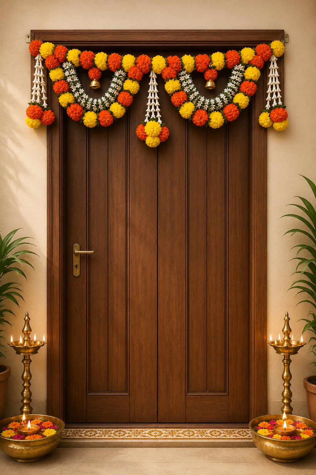 Marigold And Mogra Toran With Tassels