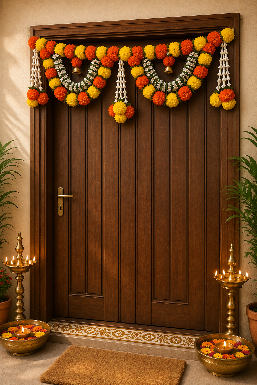 Marigold And Mogra Toran With Tassels