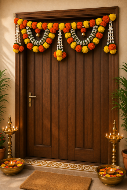 Marigold And Mogra Toran With Tassels