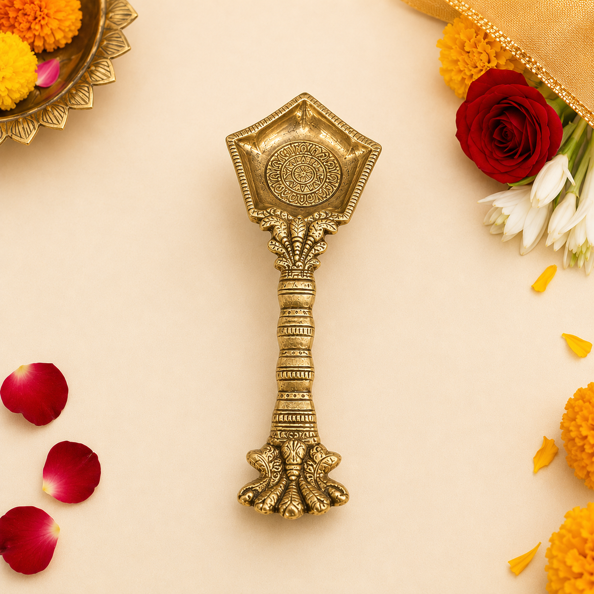 Brass Panchmukhi Nag Pooja Aarti Spoon