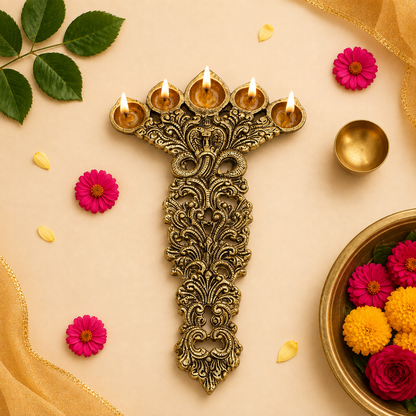 Brass Sheshnag Five Petal Pooja Spoon