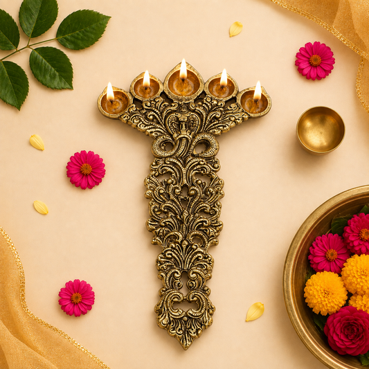 Brass Sheshnag Five Petal Pooja Spoon