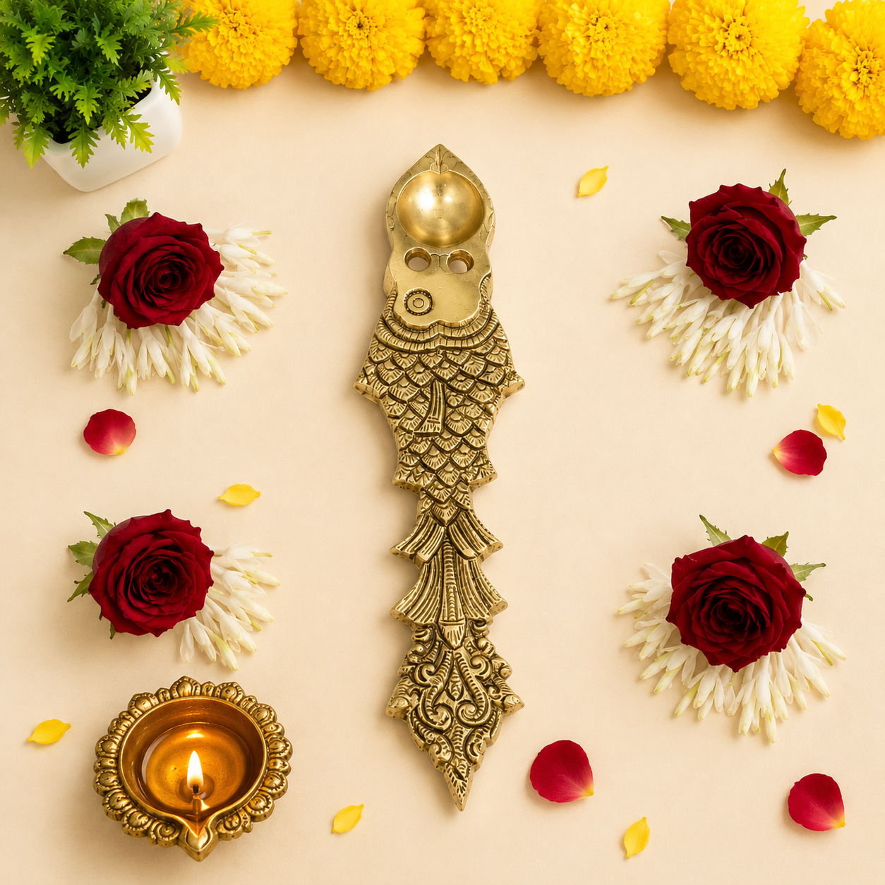 Brass Fish Design Pooja Spoon