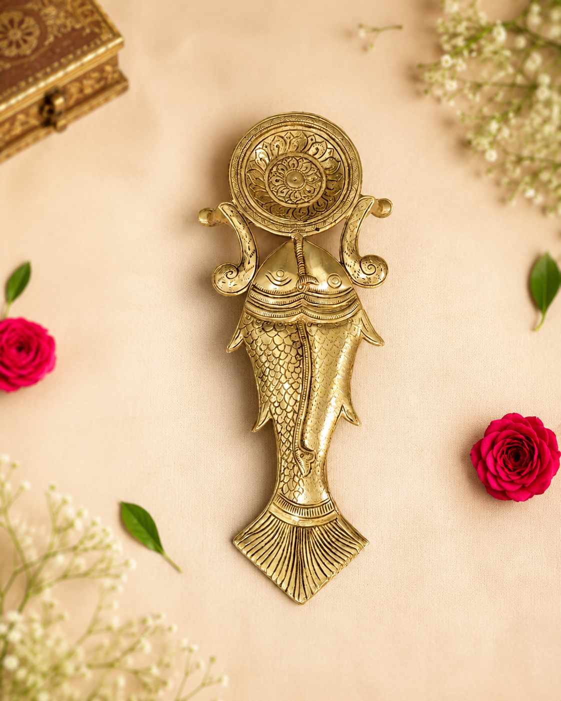 Brass Pooja Spoon Twin Fish design