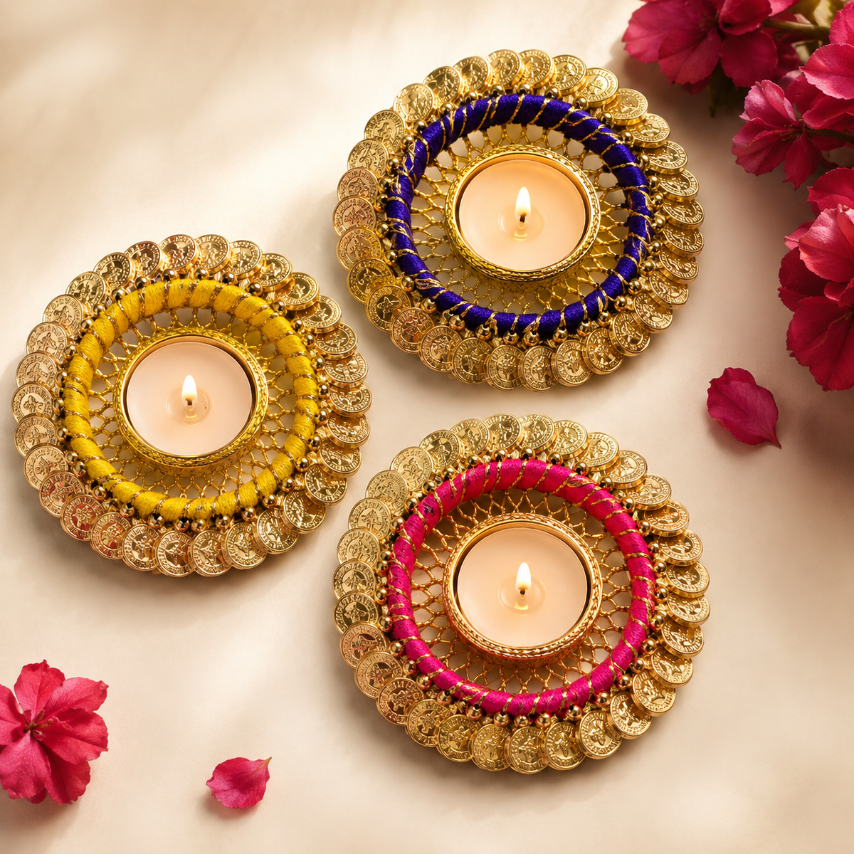 (Set Of 2) Coin Tea Light Holder