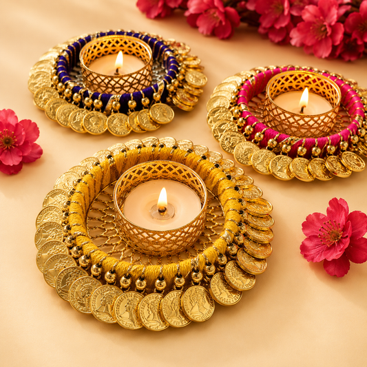 (Set Of 2) Coin Tea Light Holder