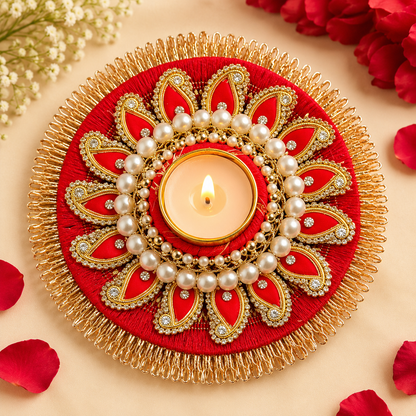 Paisley And Pearl Frill Tea Light Holder