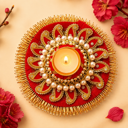 Paisley And Pearl Frill Tea Light Holder