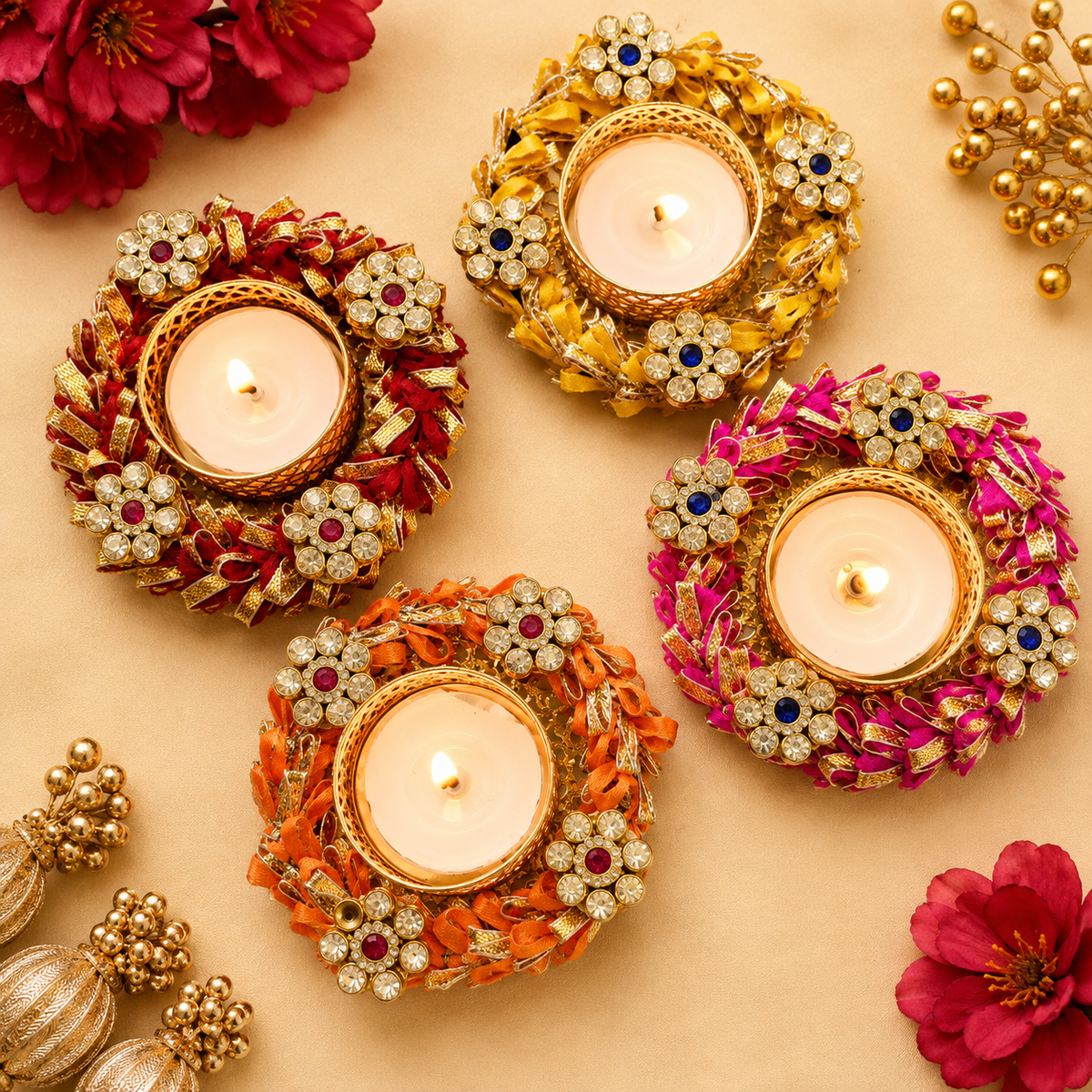 (Set Of 2) Gottapatti And Diamond Diya
