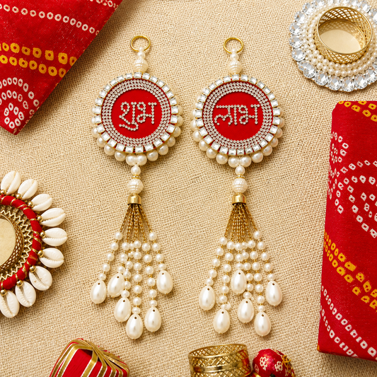Diamond Shubh Labh With Shell Hanging